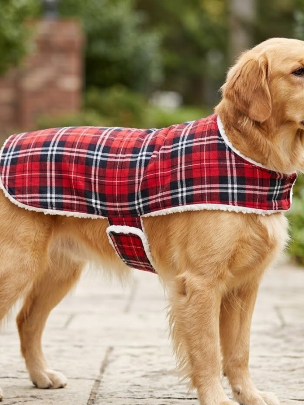 Handmade Dog Red Plaid Winter Coat Jacket Clothing Clothes Accessories